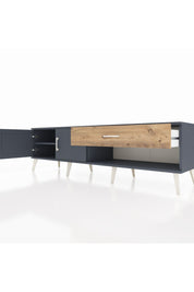 Hyperion TV Ünitesi Tek Raflı Tek Çekmeceli 2 Kapaklı 176x44x51 Antrasit-Antrasit/Çam