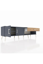 Hyperion TV Ünitesi Tek Raflı Tek Çekmeceli 2 Kapaklı 176x44x51 Antrasit-Antrasit/Çam