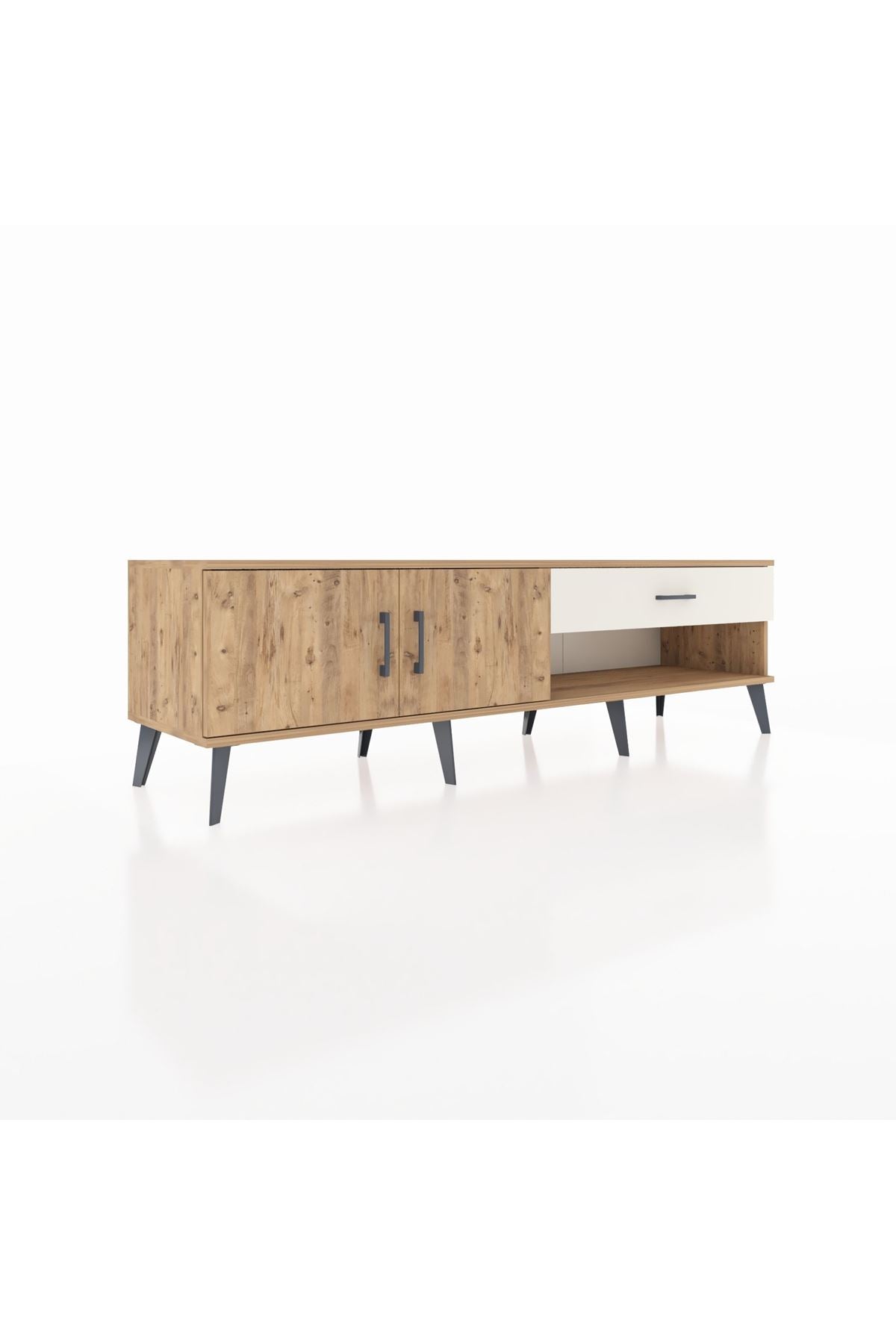 Hyperion TV Ünitesi Tek Raflı Tek Çekmeceli 2 Kapaklı 176x44x51 Çam-Çam/Aytaşı