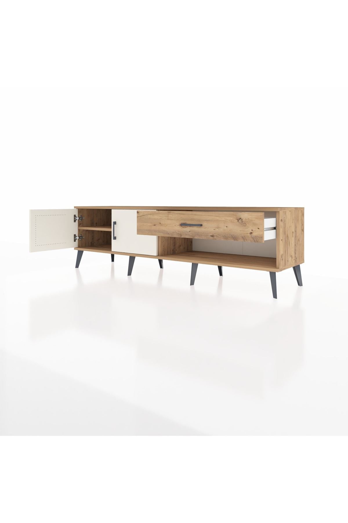 Hyperion TV Ünitesi Tek Raflı Tek Çekmeceli 2 Kapaklı 176x44x51 Çam-Aytaşı/Çam