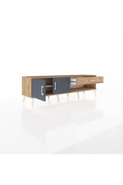 Hyperion TV Ünitesi Tek Raflı Tek Çekmeceli 2 Kapaklı 176x44x51 Çam-Antrasit/Çam