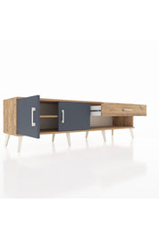 Hyperion TV Ünitesi Tek Raflı Tek Çekmeceli 2 Kapaklı 176x44x51 Çam-Antrasit/Çam