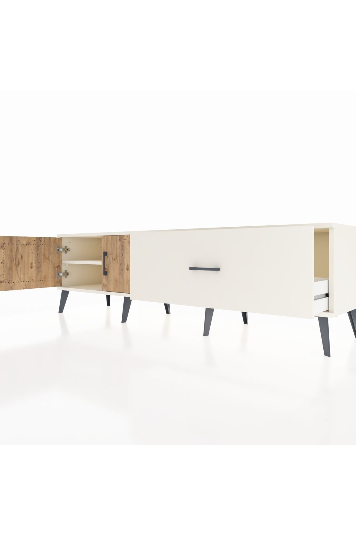 Hyperion TV Ünitesi Tek Raflı Tek Çekmeceli 2 Kapaklı 176x44x51 Aytaşı-Çam/Aytaşı