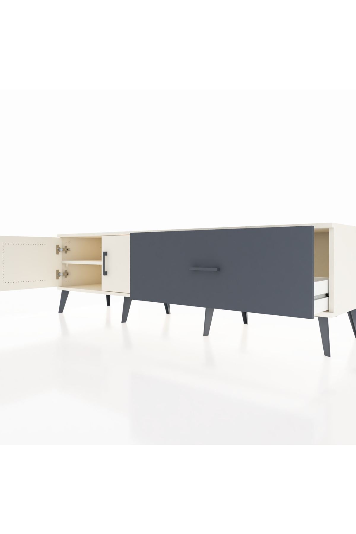 Hyperion TV Ünitesi Tek Raflı Tek Çekmeceli 2 Kapaklı 176x44x51 Aytaşı-Aytaşı/Antrasit