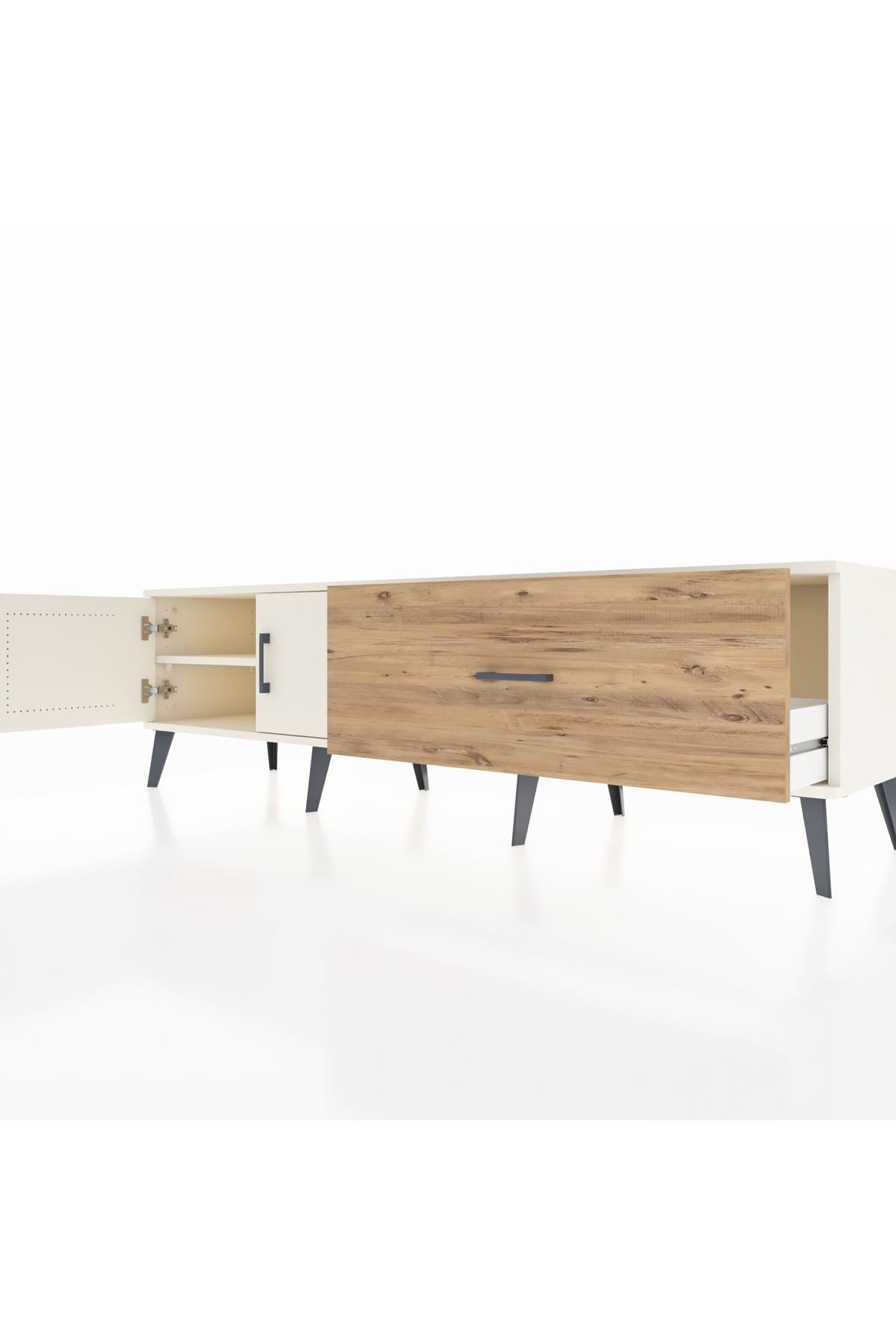 Hyperion TV Ünitesi Tek Raflı Tek Çekmeceli 2 Kapaklı 176x44x51 Aytaşı-Aytaşı/Çam