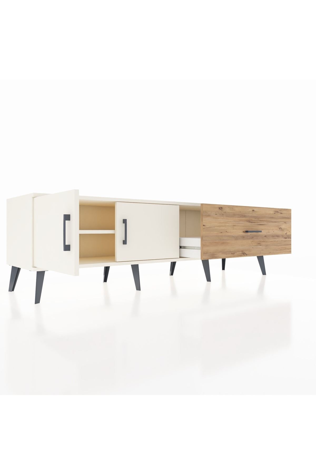 Hyperion TV Ünitesi Tek Raflı Tek Çekmeceli 2 Kapaklı 176x44x51 Aytaşı-Aytaşı/Çam