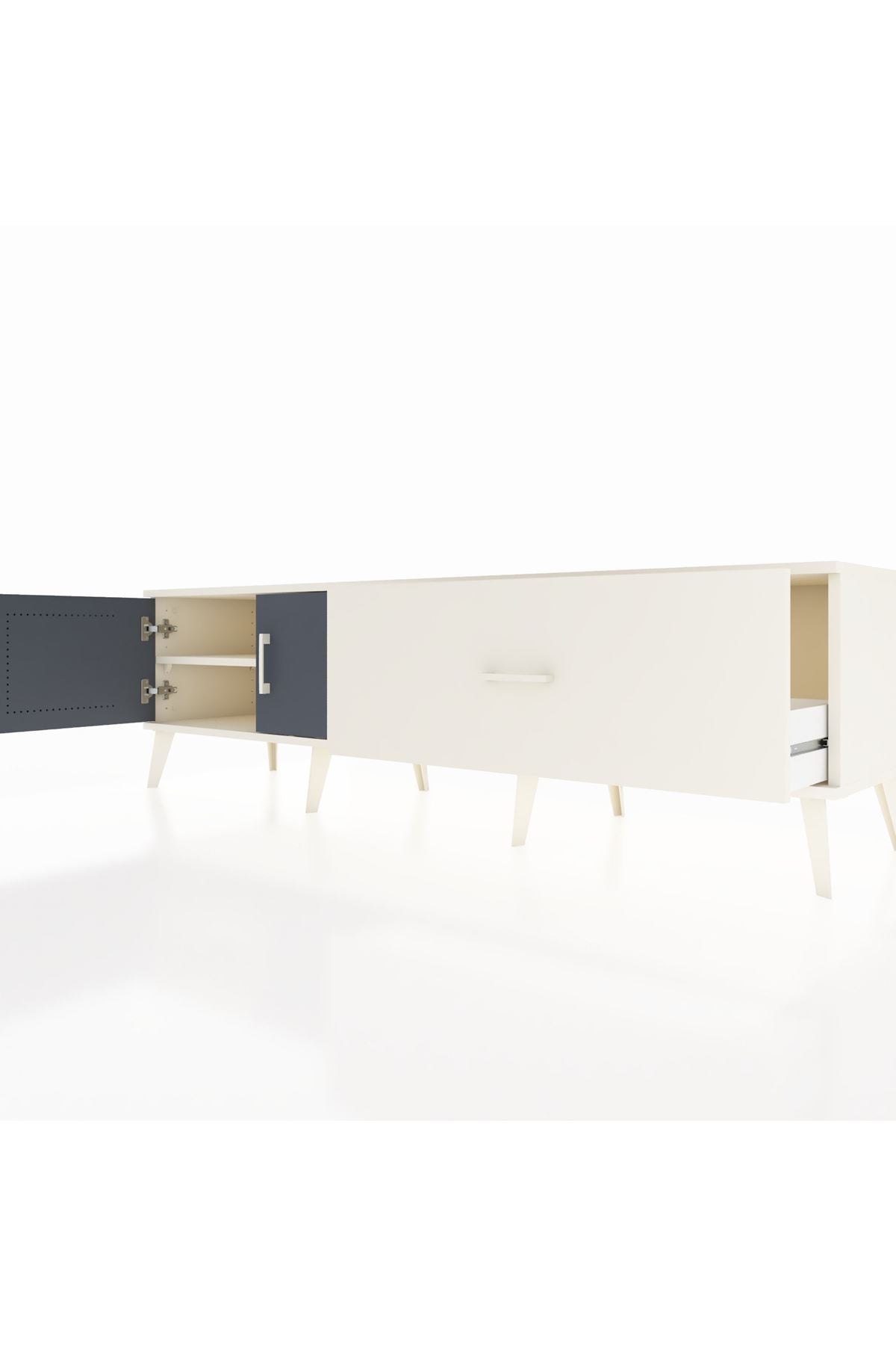 Hyperion TV Ünitesi Tek Raflı Tek Çekmeceli 2 Kapaklı 176x44x51 Aytaşı-Antrasit/Aytaşı