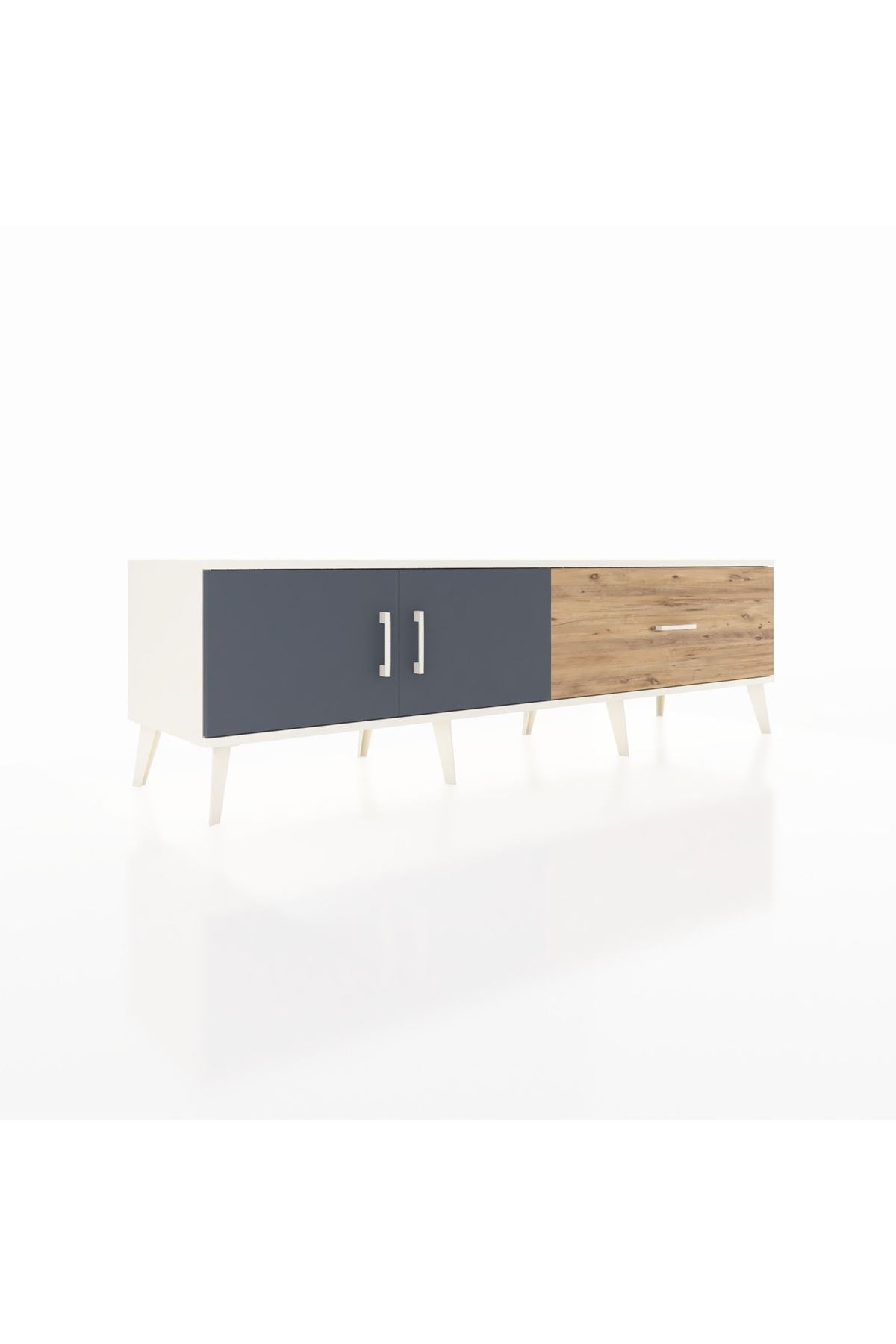 Hyperion TV Ünitesi Tek Raflı Tek Çekmeceli 2 Kapaklı 176x44x51 Aytaşı-Antrasit/Çam