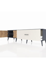 Hyperion TV Ünitesi Tek Raflı Tek Çekmeceli 2 Kapaklı 176x44x51 Antrasit-Çam/Aytaşı