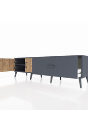 Hyperion TV Ünitesi Tek Raflı Tek Çekmeceli 2 Kapaklı 176x44x51 Antrasit-Çam/Antrasit