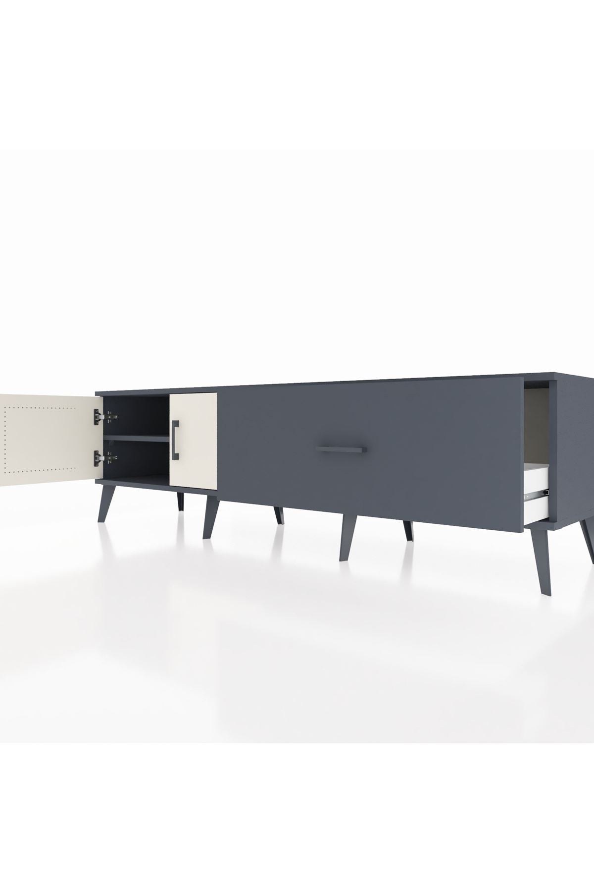 Hyperion TV Ünitesi Tek Raflı Tek Çekmeceli 2 Kapaklı 176x44x51 Antrasit-Aytaşı/Antrasit