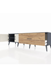 Hyperion TV Ünitesi Tek Raflı Tek Çekmeceli 2 Kapaklı 176x44x51 Antrasit-Aytaşı/Çam