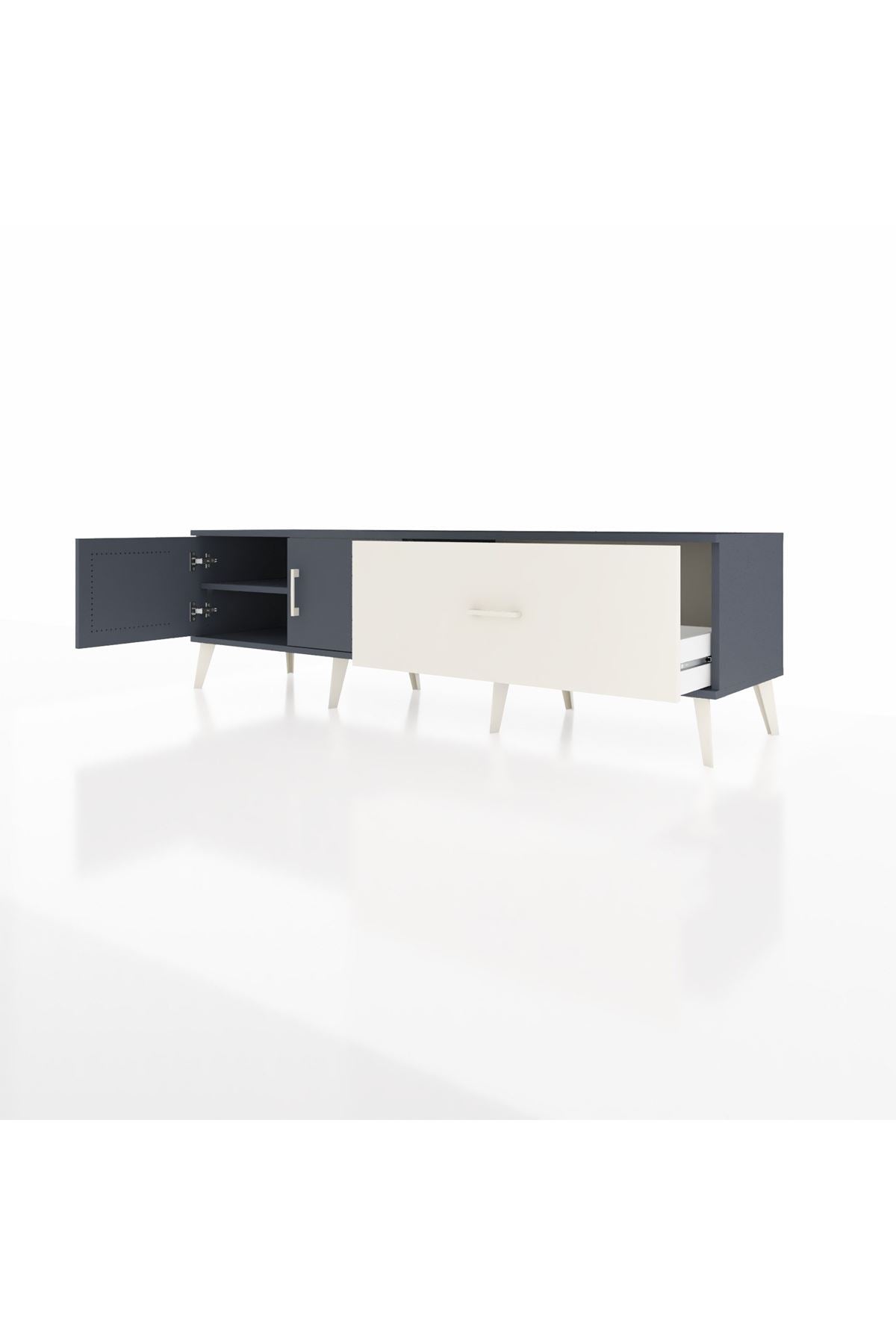 Hyperion TV Ünitesi Tek Raflı Tek Çekmeceli 2 Kapaklı 176x44x51 Antrasit-Antrasit/Aytaşı