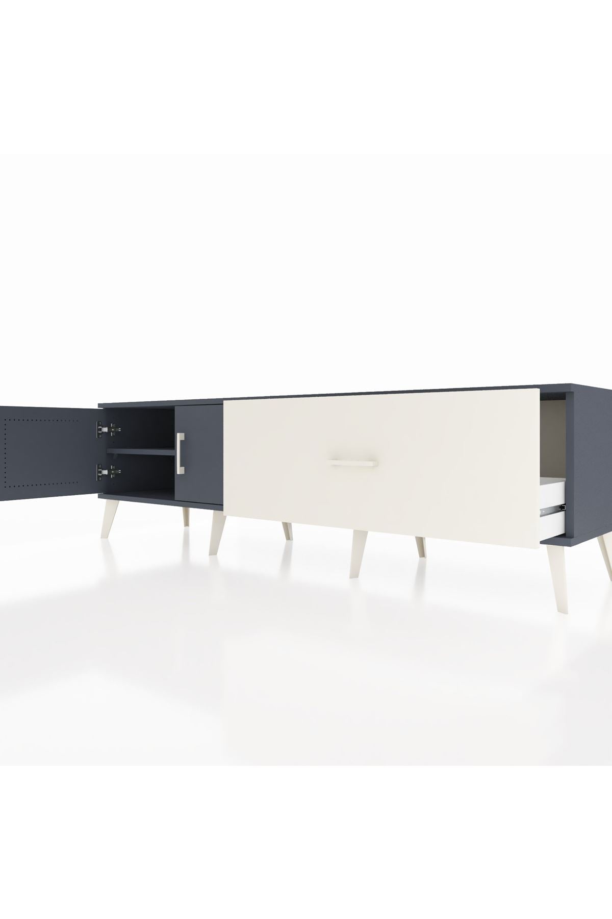 Hyperion TV Ünitesi Tek Raflı Tek Çekmeceli 2 Kapaklı 176x44x51 Antrasit-Antrasit/Aytaşı