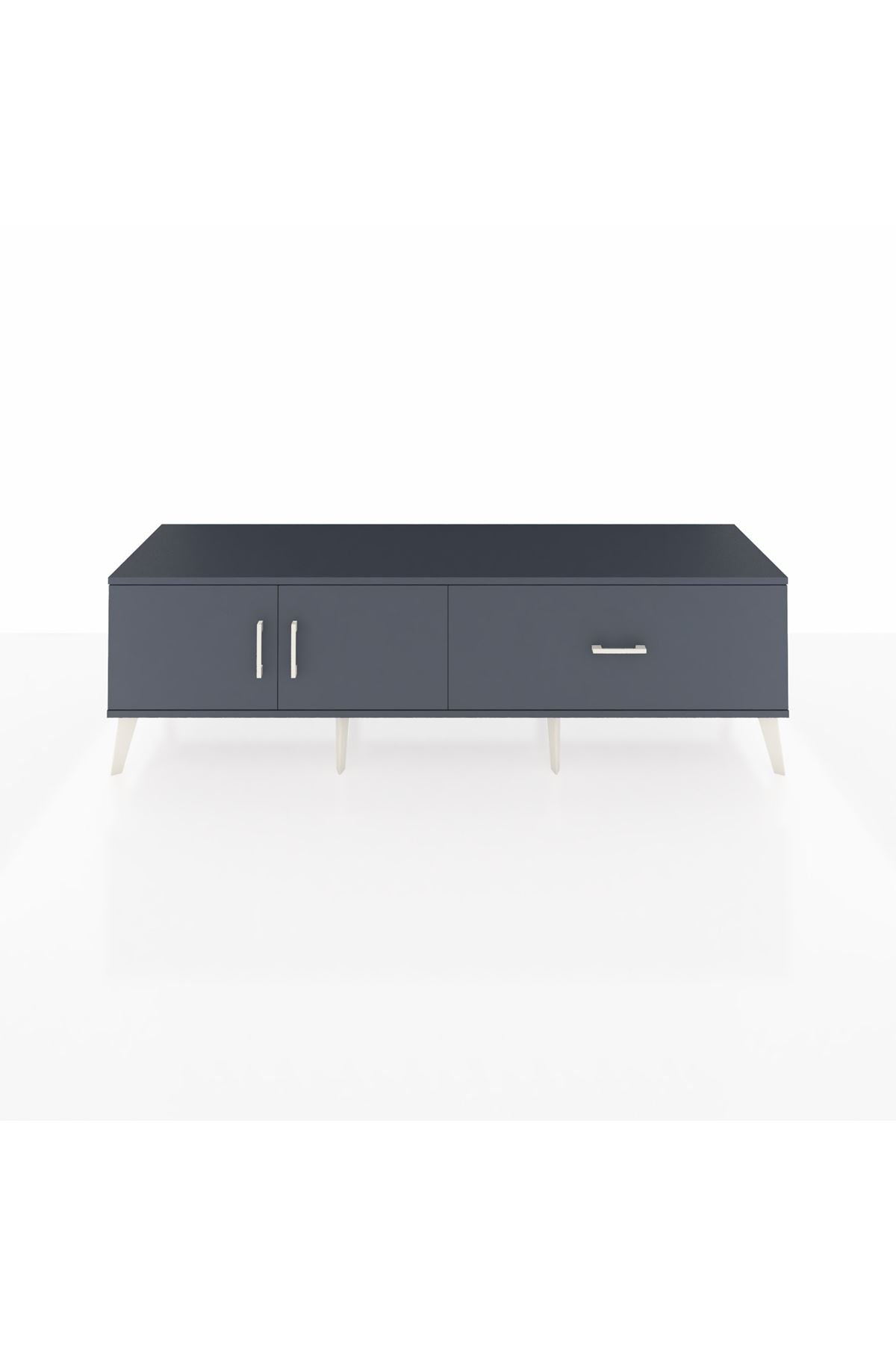 Hyperion TV Ünitesi Tek Raflı Tek Çekmeceli 2 Kapaklı 176x44x51 Antrasit-Antrasit/Antrasit