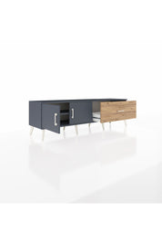 Hyperion TV Ünitesi Tek Raflı Tek Çekmeceli 2 Kapaklı 176x44x51 Antrasit-Antrasit/Çam