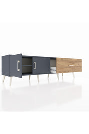 Hyperion TV Ünitesi Tek Raflı Tek Çekmeceli 2 Kapaklı 176x44x51 Antrasit-Antrasit/Çam