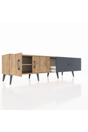 Hyperion TV Ünitesi Tek Raflı Tek Çekmeceli 2 Kapaklı 176x44x51 Çam-Çam/Antrasit