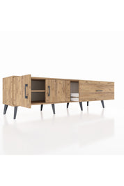 Hyperion TV Ünitesi Tek Raflı Tek Çekmeceli 2 Kapaklı 176x44x51 Çam-Çam/Çam