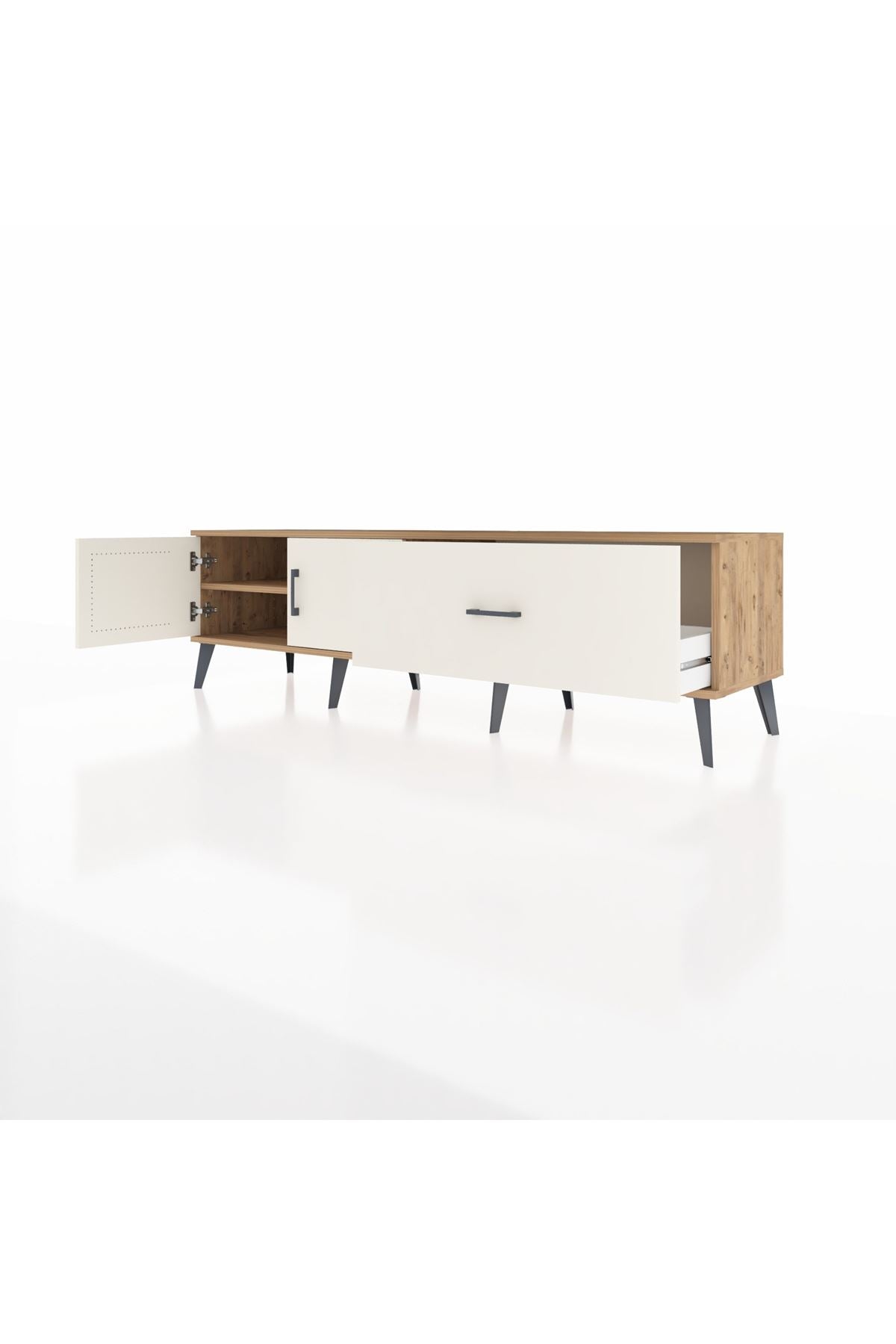 Hyperion TV Ünitesi Tek Raflı Tek Çekmeceli 2 Kapaklı 176x44x51 Çam-Aytaşı/Aytaşı