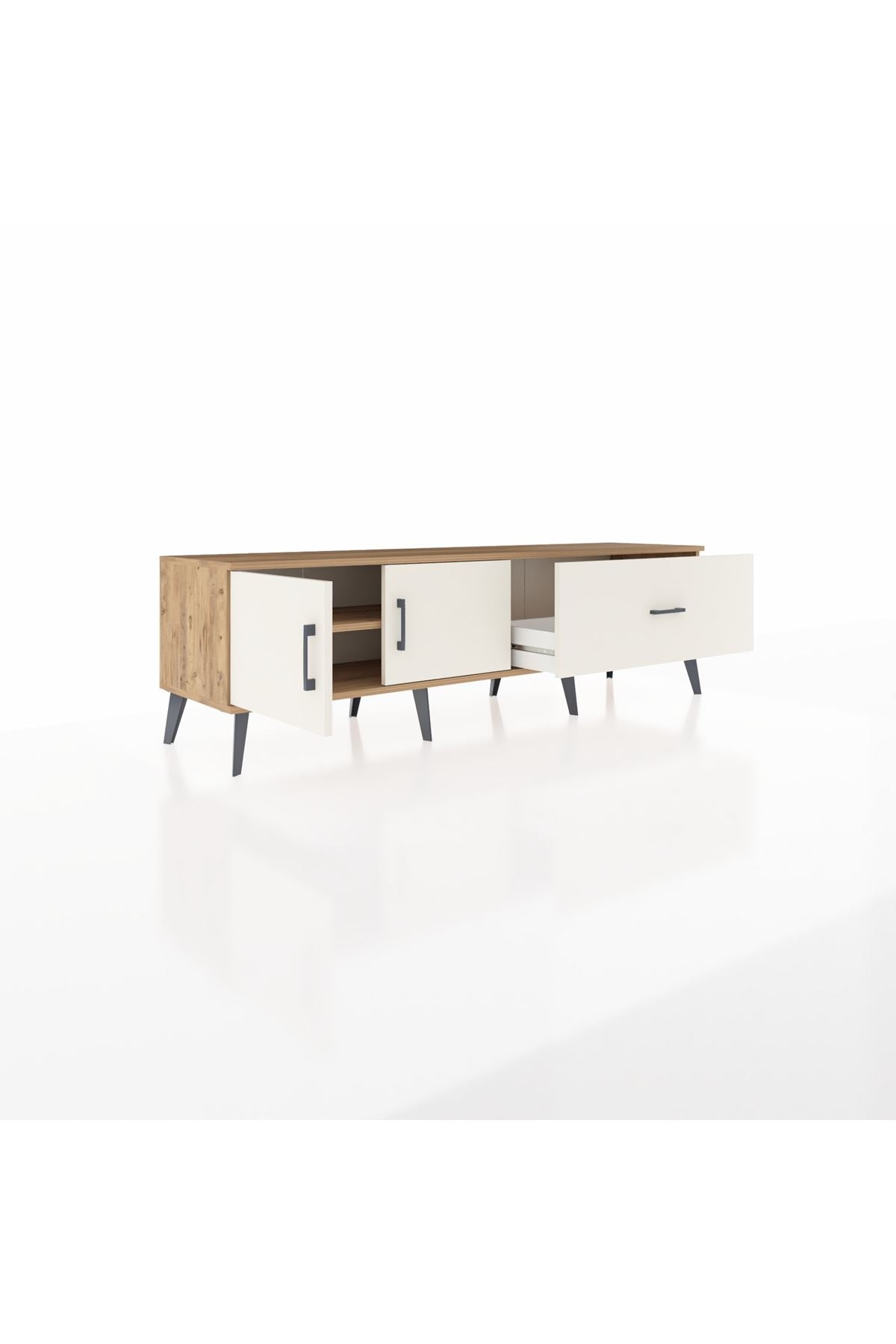 Hyperion TV Ünitesi Tek Raflı Tek Çekmeceli 2 Kapaklı 176x44x51 Çam-Aytaşı/Aytaşı