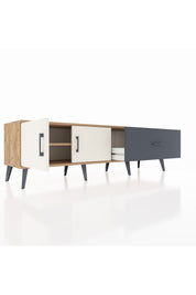 Hyperion TV Ünitesi Tek Raflı Tek Çekmeceli 2 Kapaklı 176x44x51 Çam-Aytaşı/Antrasit