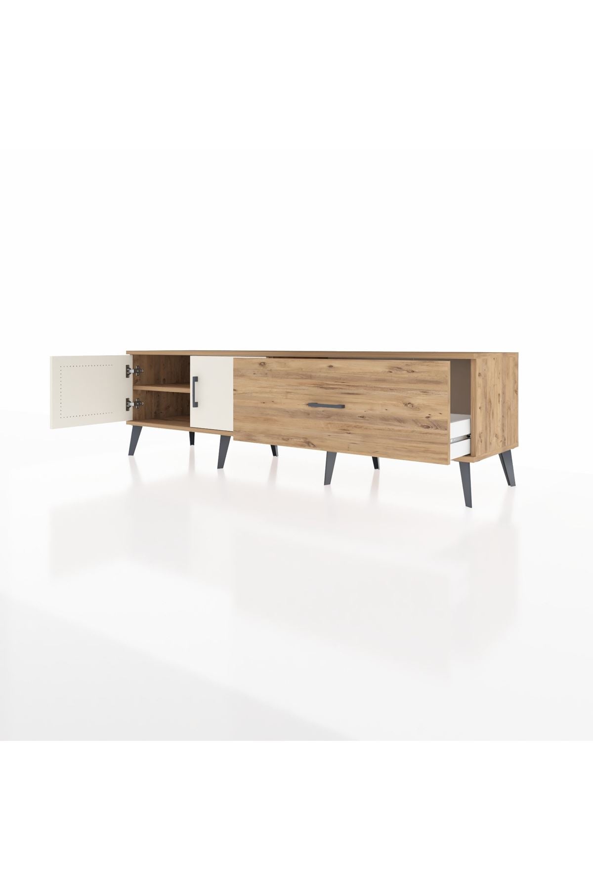 Hyperion TV Ünitesi Tek Raflı Tek Çekmeceli 2 Kapaklı 176x44x51 Çam-Aytaşı/Çam