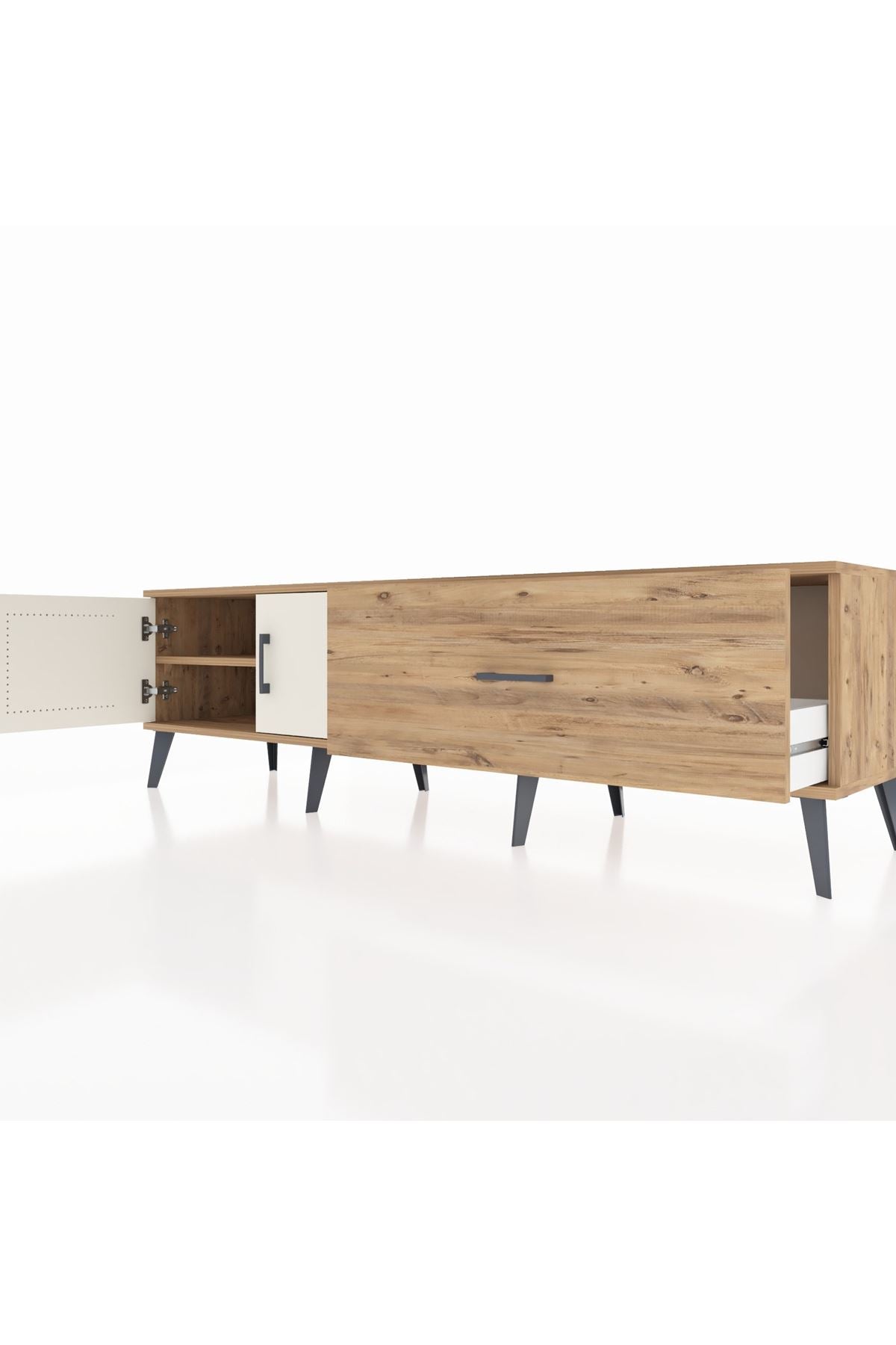 Hyperion TV Ünitesi Tek Raflı Tek Çekmeceli 2 Kapaklı 176x44x51 Çam-Aytaşı/Çam