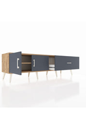 Hyperion TV Ünitesi Tek Raflı Tek Çekmeceli 2 Kapaklı 176x44x51 Çam-Antrasit/Antrasit