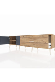 Hyperion TV Ünitesi Tek Raflı Tek Çekmeceli 2 Kapaklı 176x44x51 Çam-Antrasit/Çam