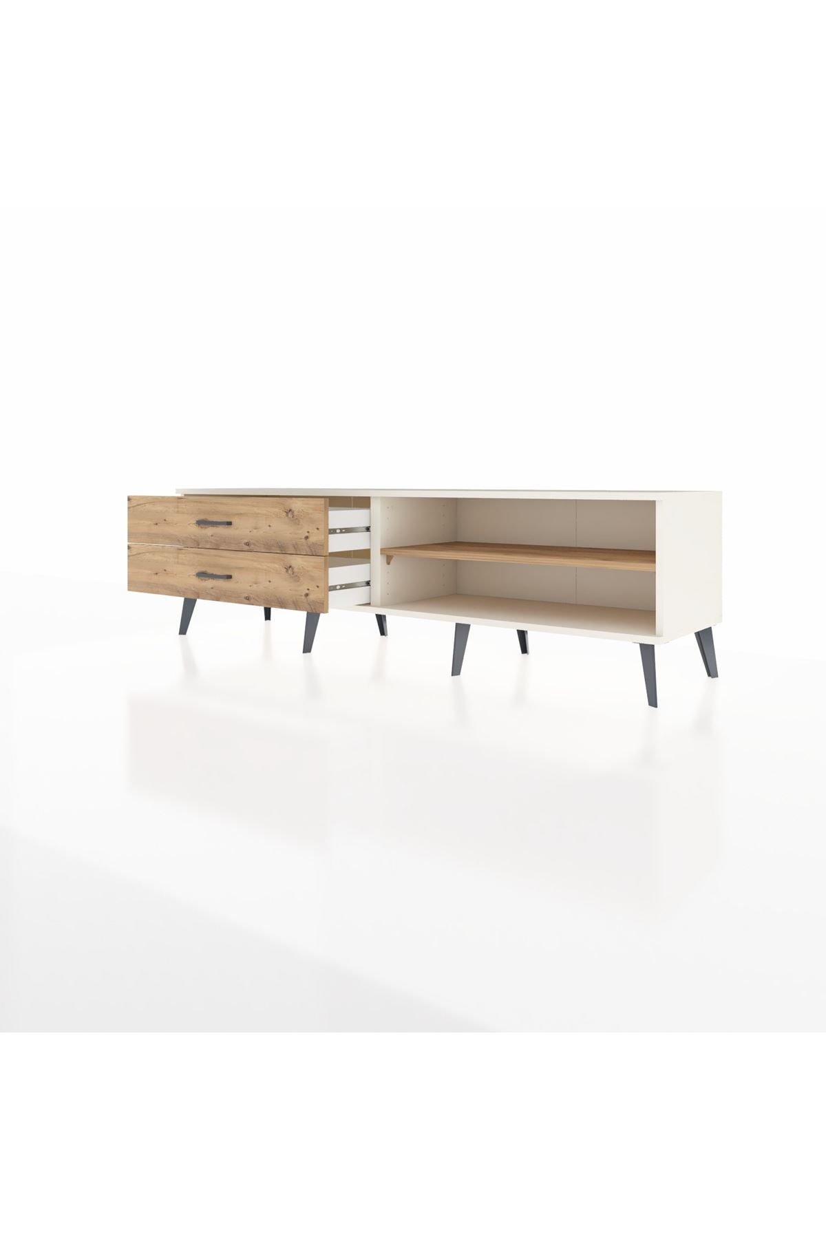 Hyperion TV Ünitesi Tek Raflı 2 Çekmeceli  176x44x51 Aytaşı-Çam/Çam