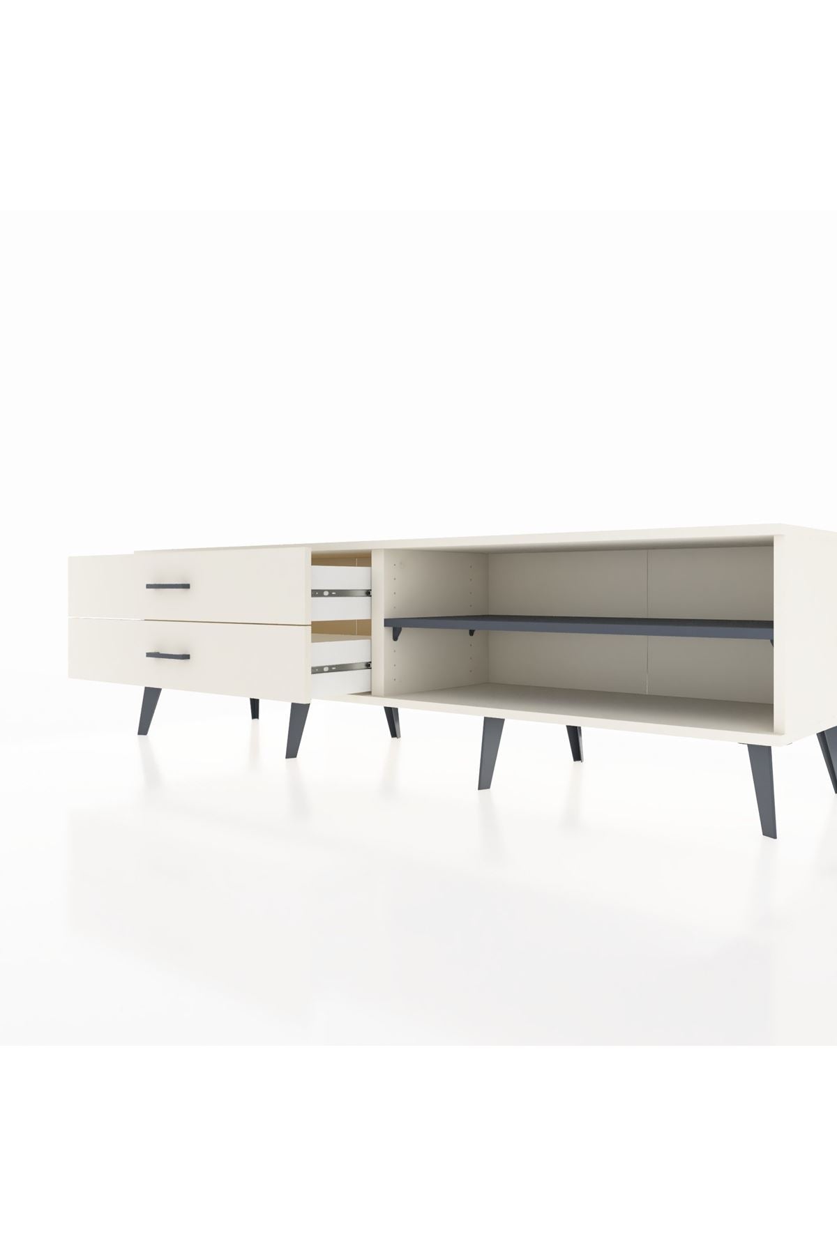 Hyperion TV Ünitesi Tek Raflı 2 Çekmeceli  176x44x51 Aytaşı-Antrasit/Aytaşı