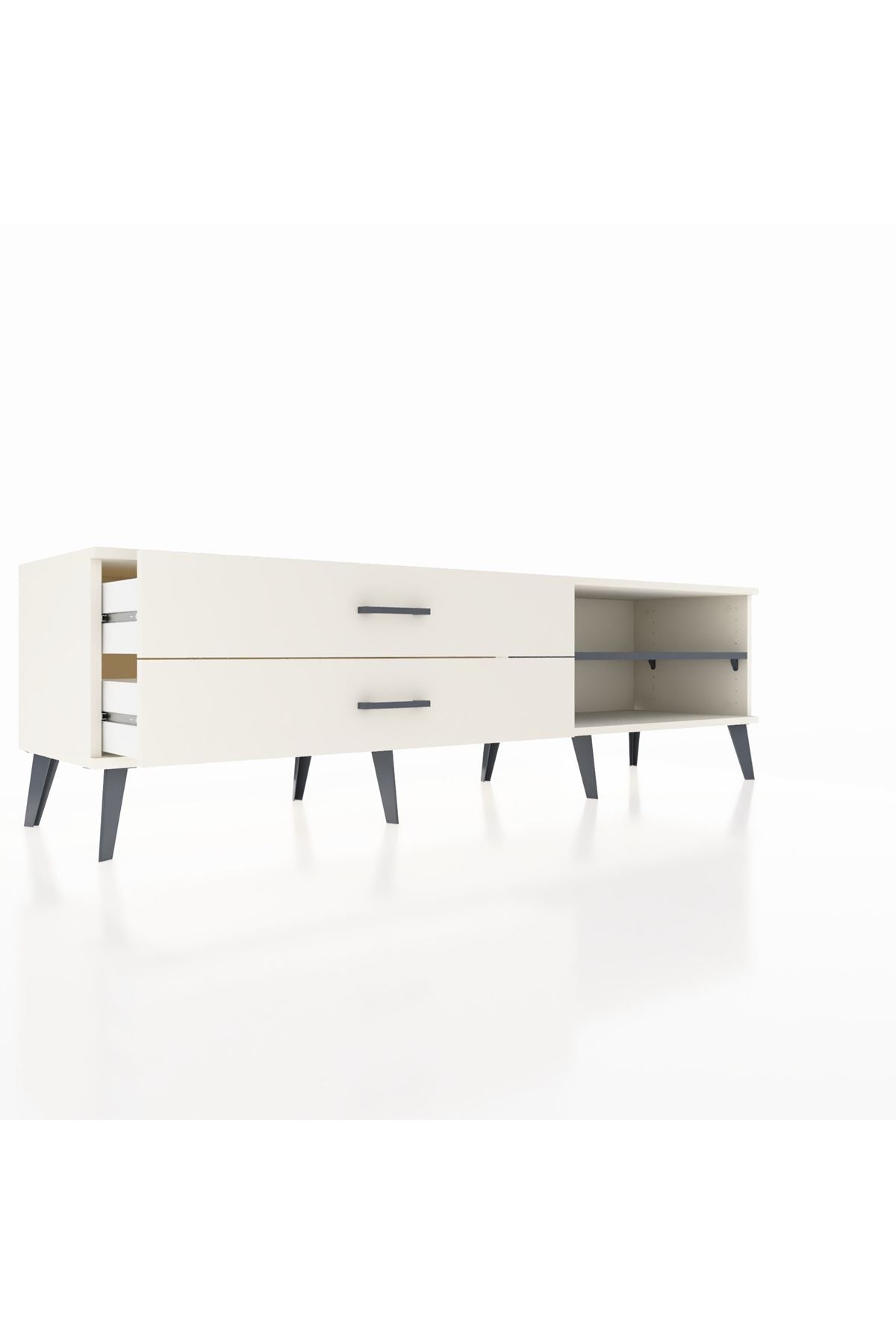 Hyperion TV Ünitesi Tek Raflı 2 Çekmeceli  176x44x51 Aytaşı-Antrasit/Aytaşı