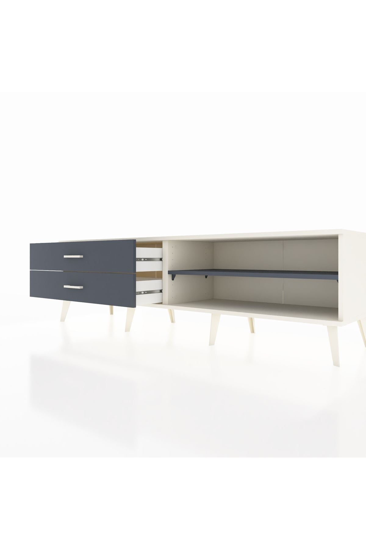 Hyperion TV Ünitesi Tek Raflı 2 Çekmeceli  176x44x51 Aytaşı-Antrasit/Antrasit