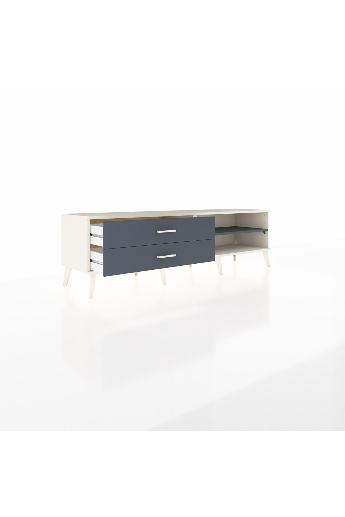 Hyperion TV Ünitesi Tek Raflı 2 Çekmeceli  176x44x51 Aytaşı-Antrasit/Antrasit