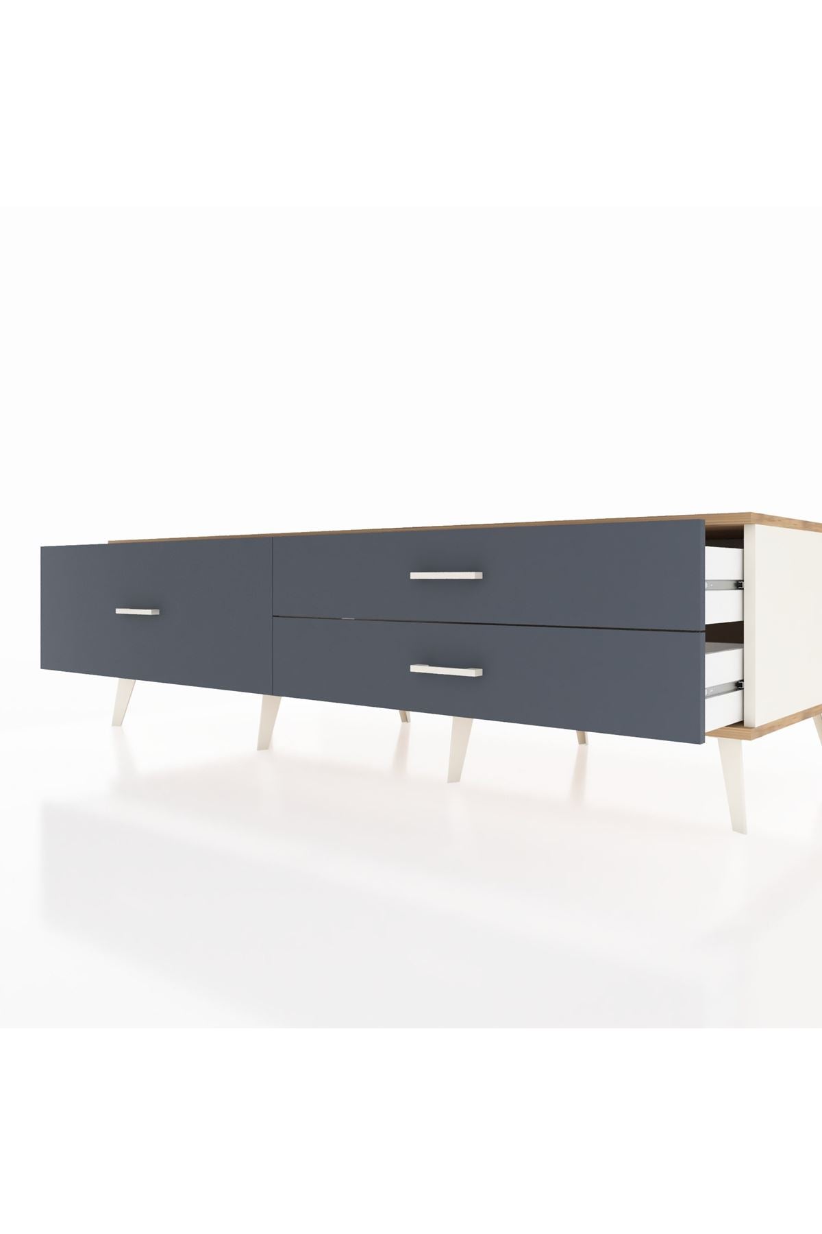 Kronos TV Ünitesi 3 Çekmeceli  176x59x51 Aytaşı-Çam/Antrasit