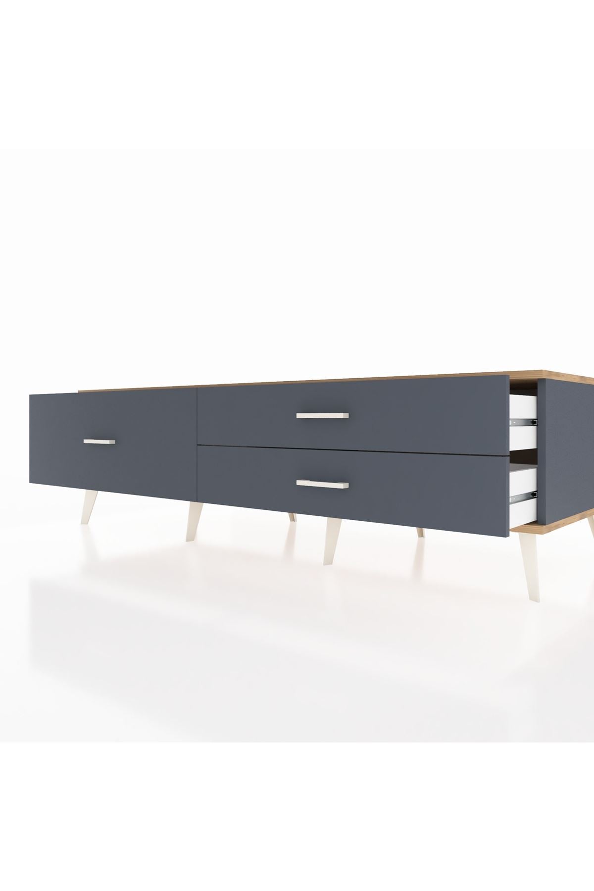 Kronos TV Ünitesi 3 Çekmeceli  176x59x51 Antrasit-Çam/Antrasit