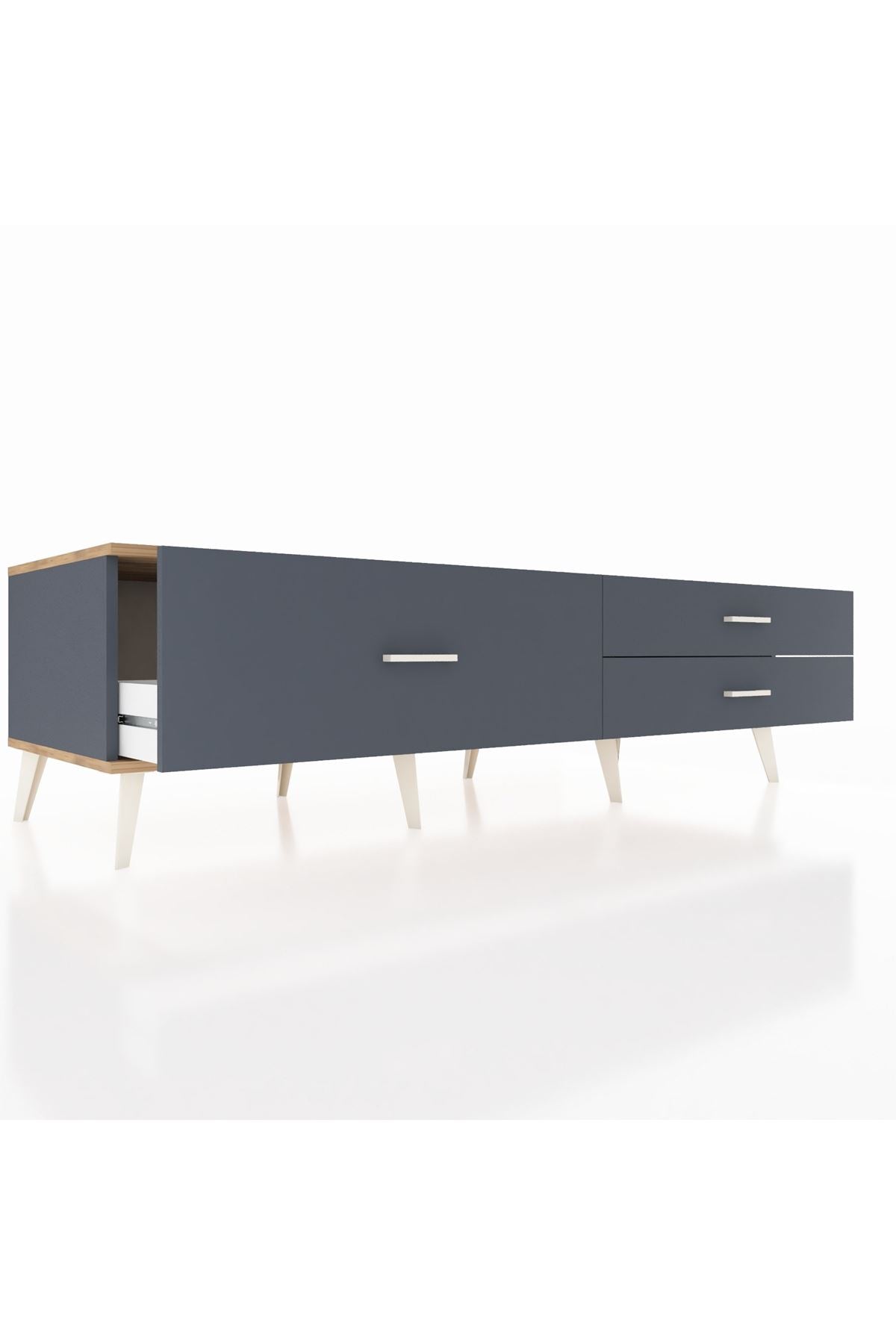 Kronos TV Ünitesi 3 Çekmeceli  176x59x51 Antrasit-Çam/Antrasit