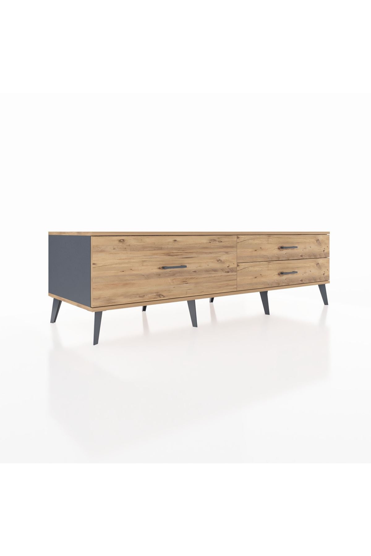 Kronos TV Ünitesi 3 Çekmeceli  176x59x51 Antrasit-Çam/Çam