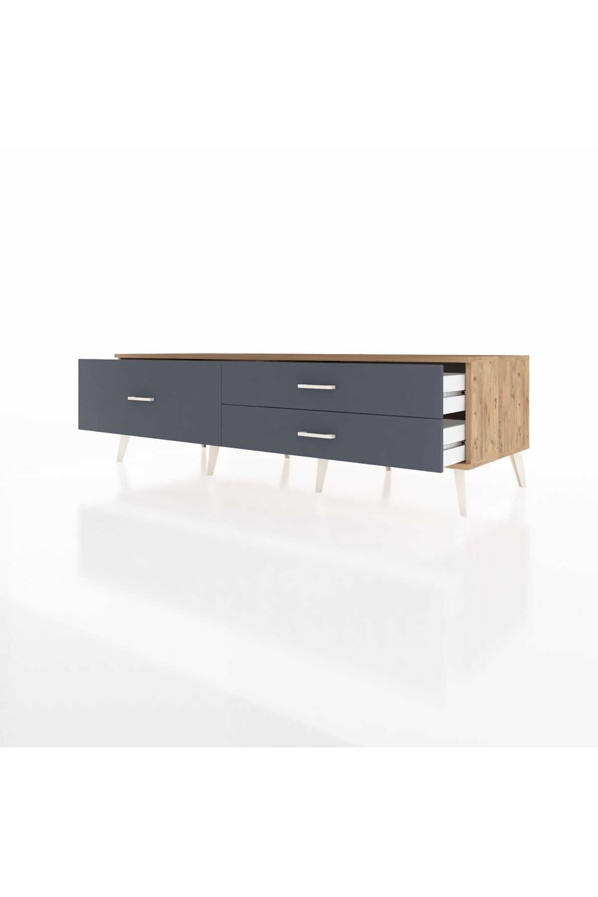 Kronos TV Ünitesi 3 Çekmeceli  176x59x51 Çam-Çam/Antrasit