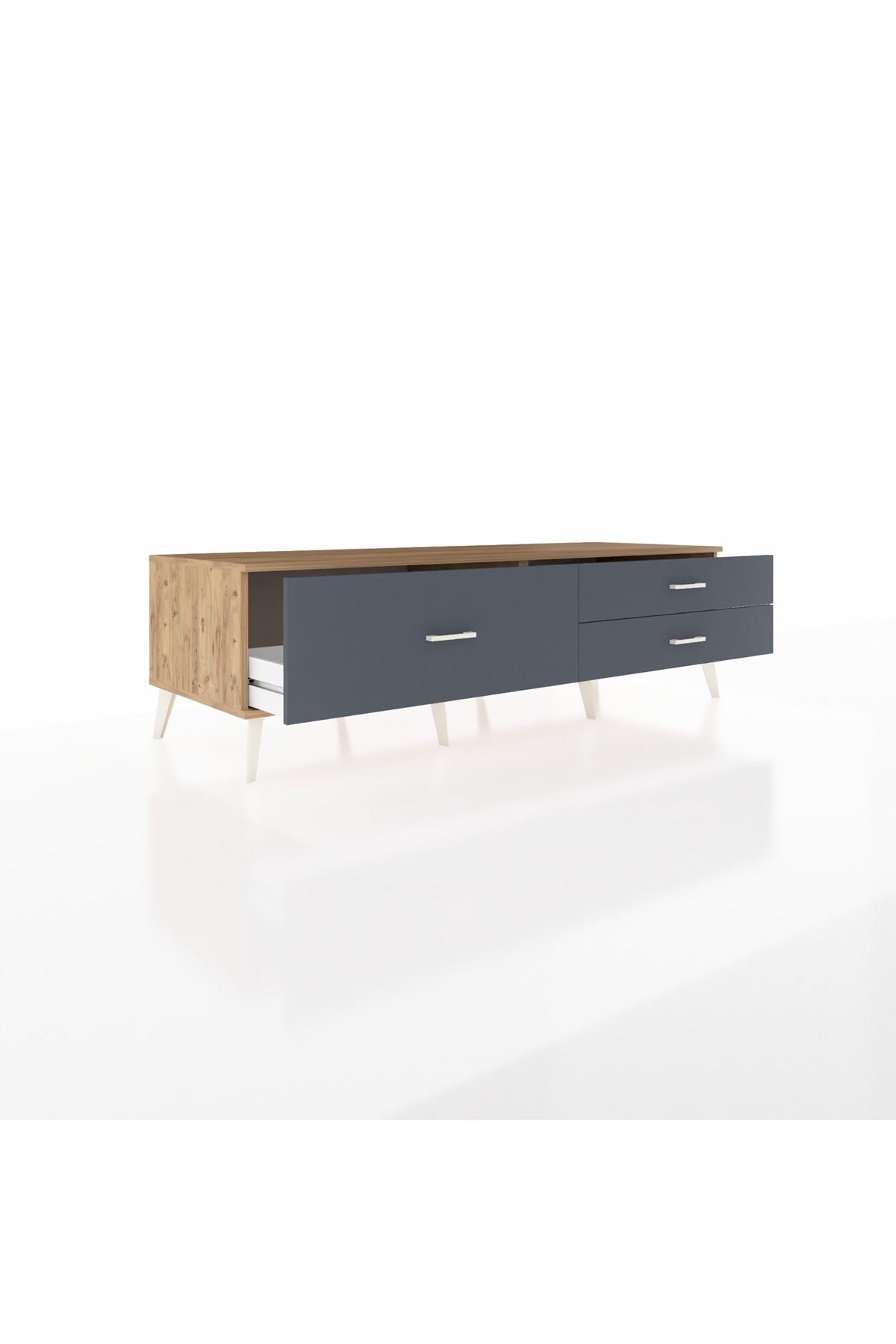 Kronos TV Ünitesi 3 Çekmeceli  176x59x51 Çam-Çam/Antrasit