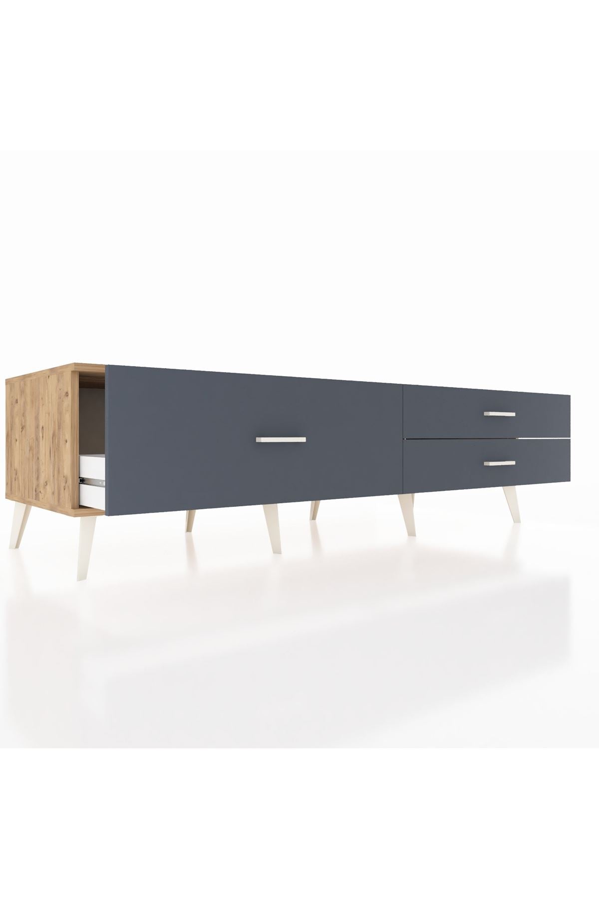Kronos TV Ünitesi 3 Çekmeceli  176x59x51 Çam-Çam/Antrasit