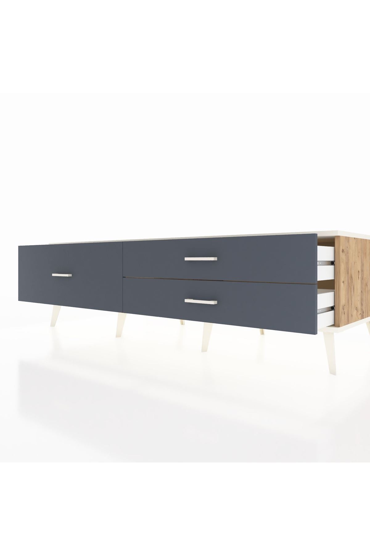 Kronos TV Ünitesi 3 Çekmeceli  176x59x51 Çam-Aytaşı/Antrasit