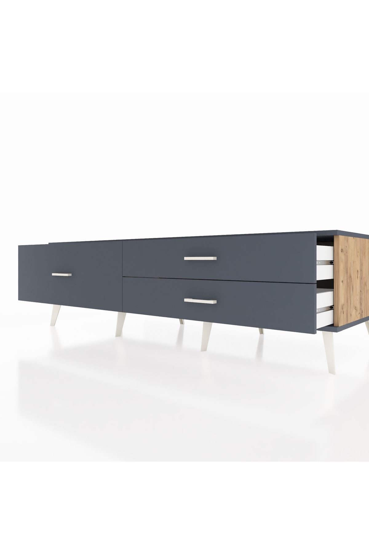 Kronos TV Ünitesi 3 Çekmeceli  176x59x51 Çam-Antrasit/Antrasit