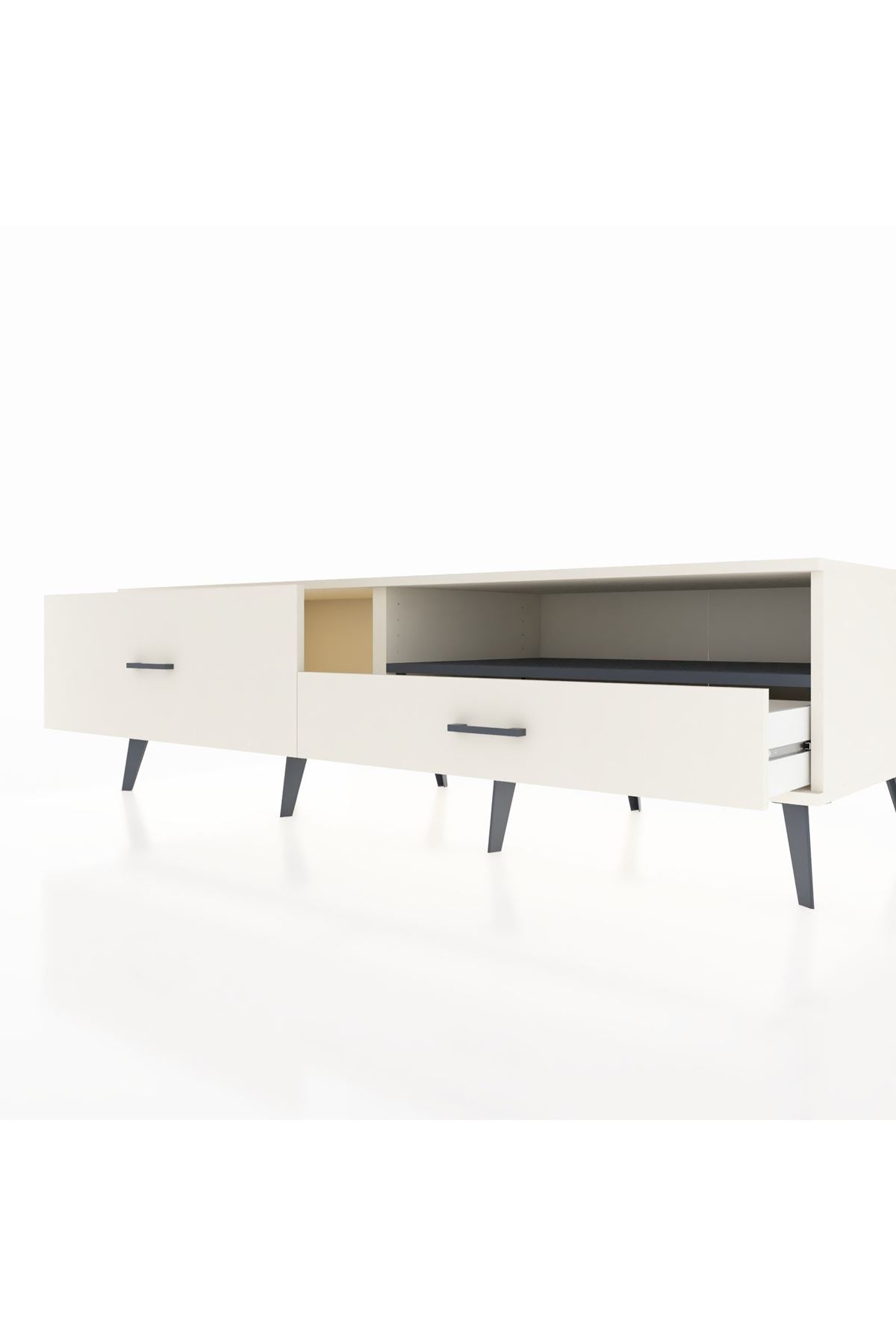 Kronos TV Ünitesi Tek Raflı 2 Çekmeceli  176x59x51 Aytaşı-Antrasit/Aytaşı