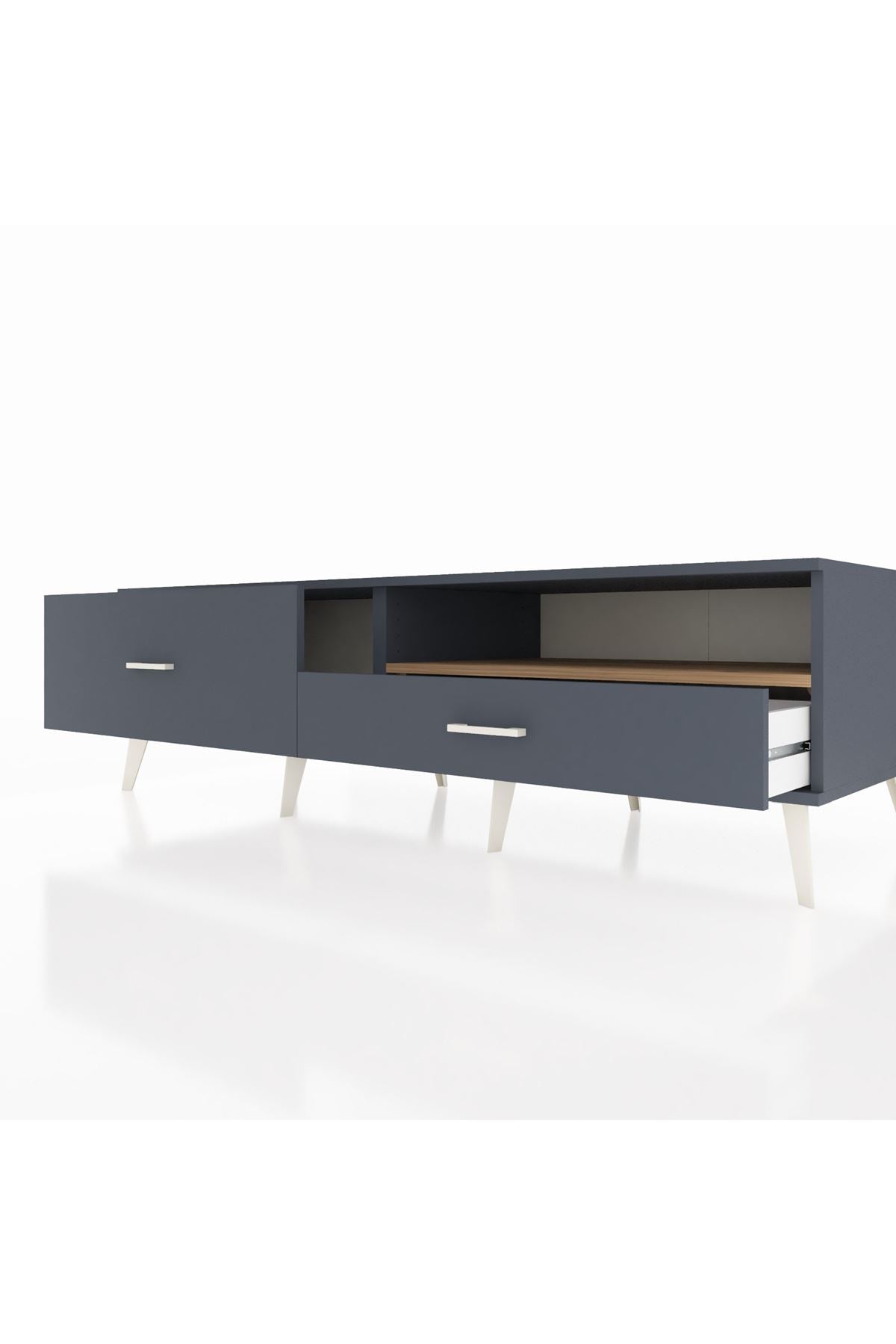 Kronos TV Ünitesi Tek Raflı 2 Çekmeceli  176x59x51 Antrasit-Çam/Antrasit