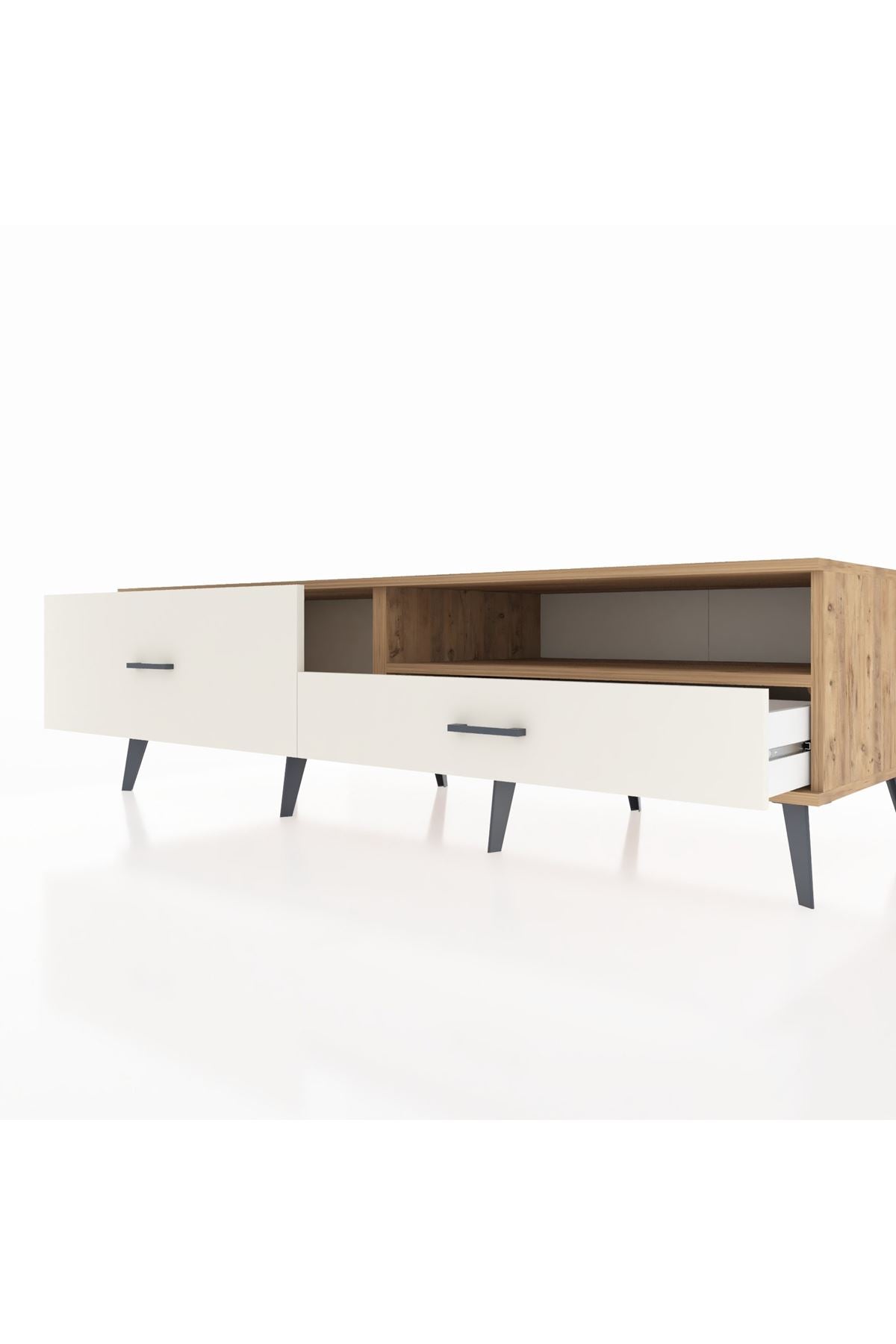 Kronos TV Ünitesi Tek Raflı 2 Çekmeceli  176x59x51 Çam-Çam/Aytaşı