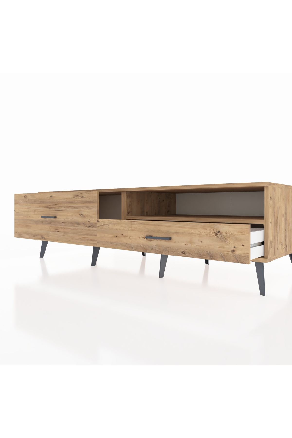 Kronos TV Ünitesi Tek Raflı 2 Çekmeceli  176x59x51 Çam-Çam/Çam
