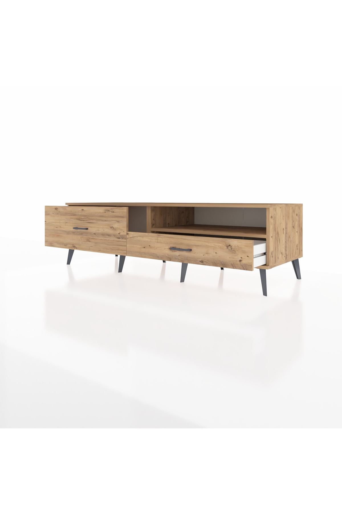 Kronos TV Ünitesi Tek Raflı 2 Çekmeceli  176x59x51 Çam-Çam/Çam