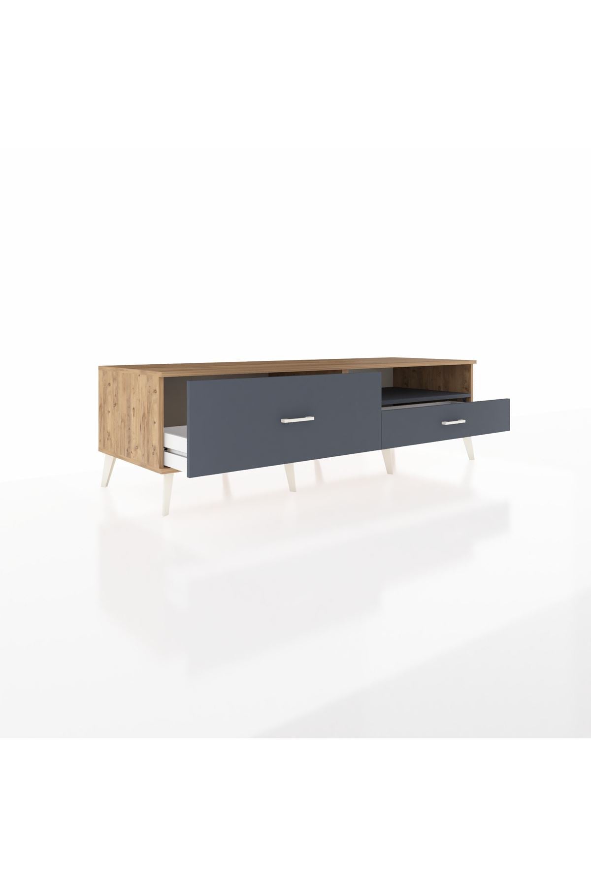Kronos TV Ünitesi Tek Raflı 2 Çekmeceli  176x59x51 Çam-Antrasit/Antrasit